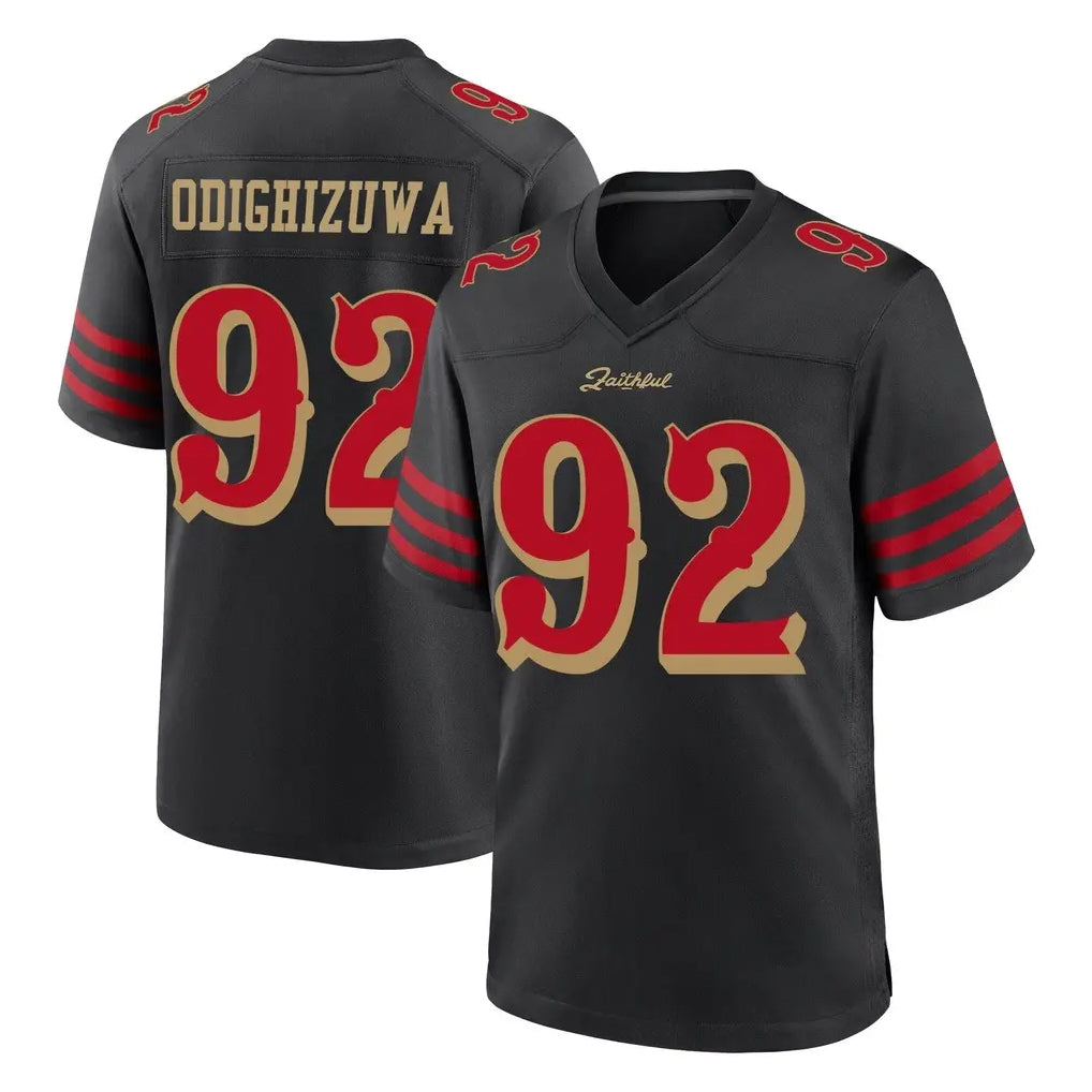SF.49ers #92 Osa Odighizuwa Player Black Rivalries Collection Home Game STECN Stitched Jerseys