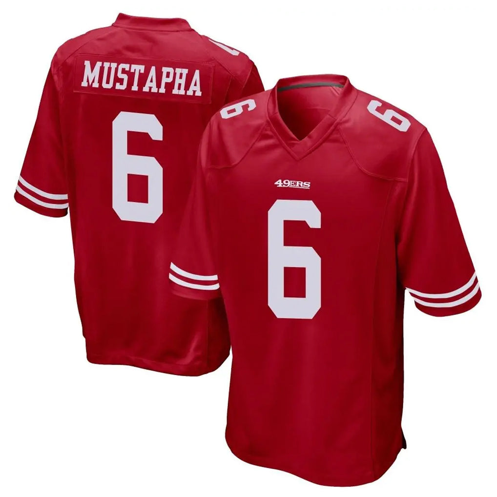 SF.49ers #6 Malik Mustapha Player Red Home Game STECN Stitched Jerseys