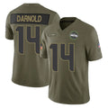 S.Seahawks #14 Sam Darnold Player Olive 2025 Salute To Service Limited Home Game STECN Stitched Jerseys