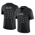 S.Seahawks #90 Jarran Reed Player Black Limited Reflective Home Game STECN Stitched Jerseys