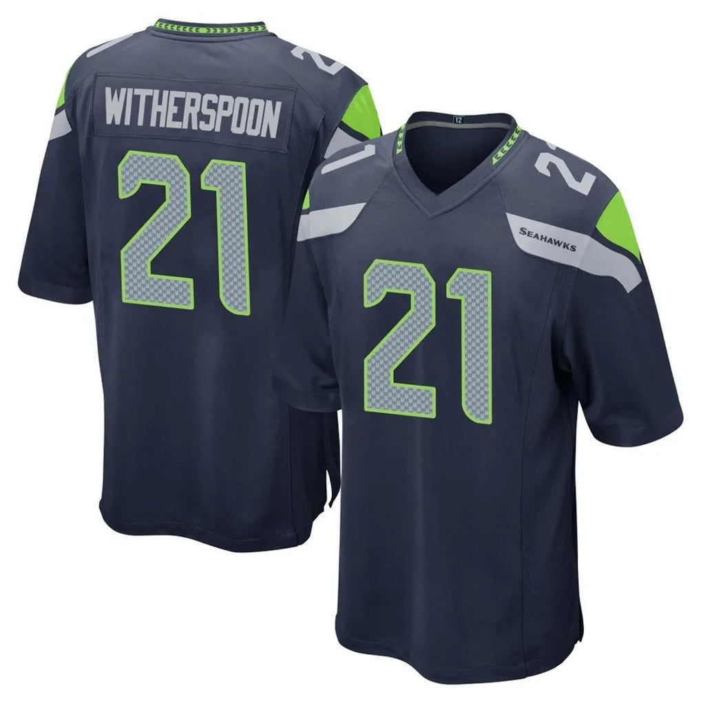 S.Seahawks #21 Devon Witherspoon Player Navy Home Game STECN Stitched Jerseys