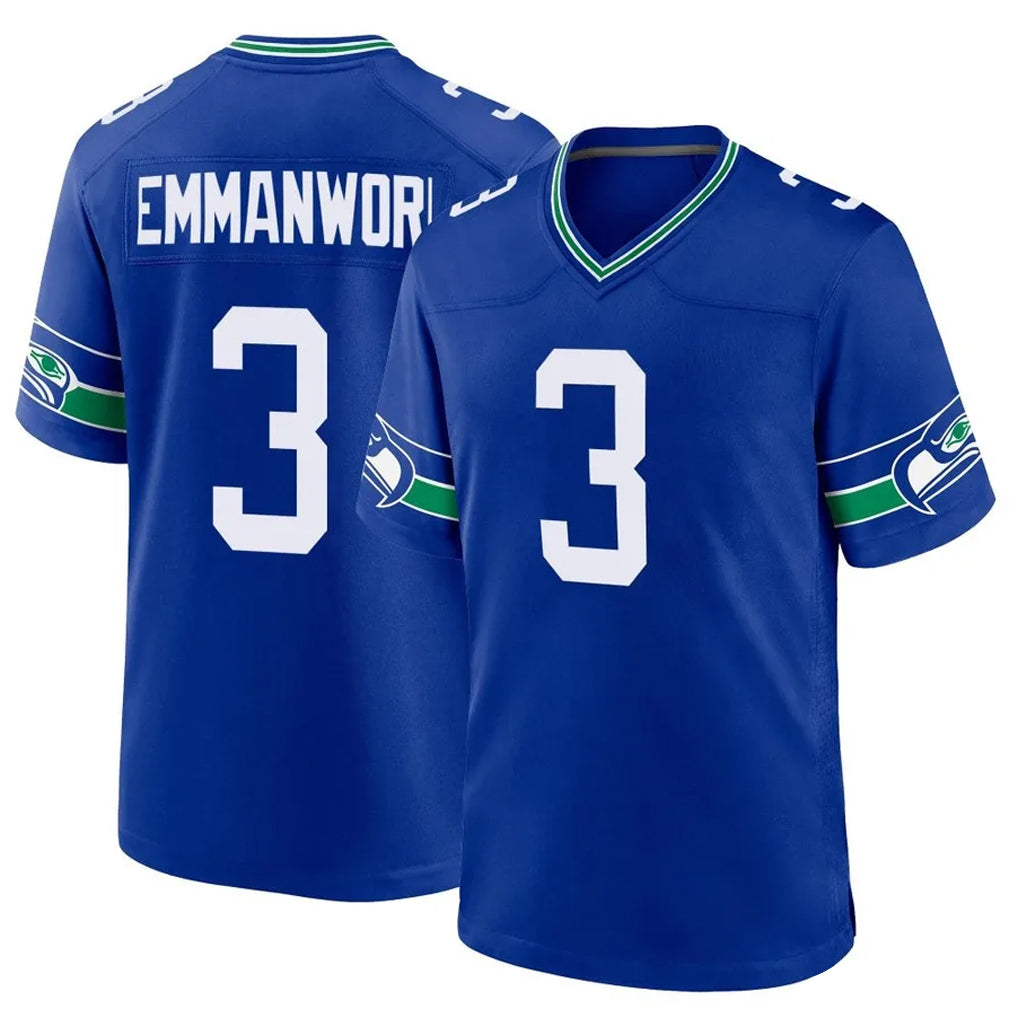 S.Seahawks #3 Nick Emmanwori Player Royal Throwback Home Game STECN Stitched Jerseys