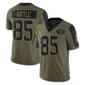SF.49ers #85 George Kittle Player Olive Salute To Service Limited Game STECN Stitched Jerseys