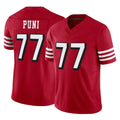 SF.49ers #77 Dominick Puni Player Red Limited Alternate Vapor F.U.S.E. Home Game STECN Stitched Jerseys
