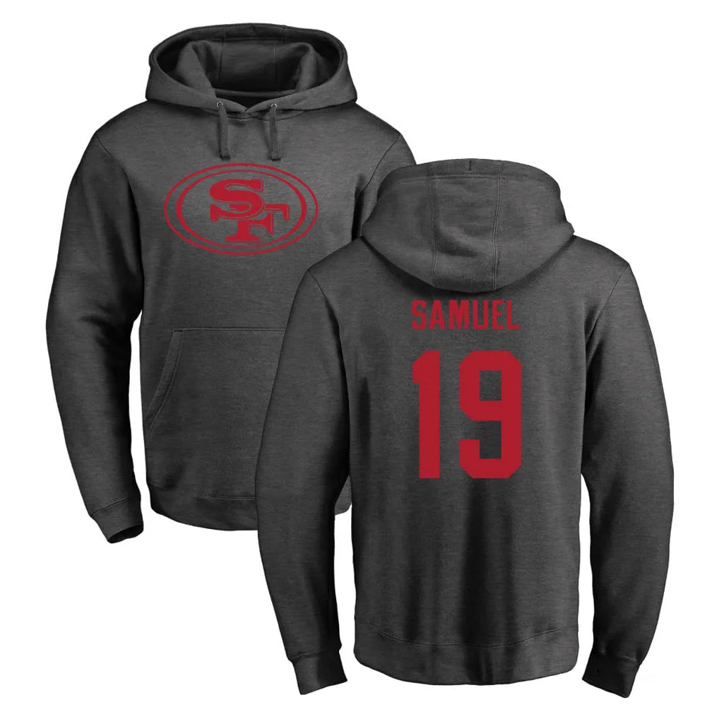 SF.49ers #19 Deebo Samuel Sr. Player Anthracite Pullover Hoodies Home Game STECN Stitched Jerseys