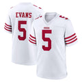 SF.49ers #5 Mike Evans Player White Game Home STECN Stitched Jerseys