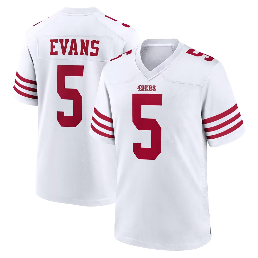 SF.49ers #5 Mike Evans Player White Game Home STECN Stitched Jerseys