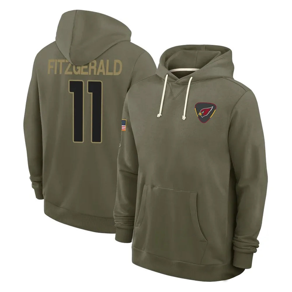 A.Cardinals #11 Larry Fitzgerald Player Olive Salute to Service Hoodies STECN Stitched Jerseys