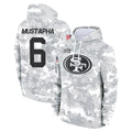 SF.49ers #6 Malik Mustapha Player Arctic Camo Limited Salute to Service Pullover Hoodies Game STECN Stitched Jerseys