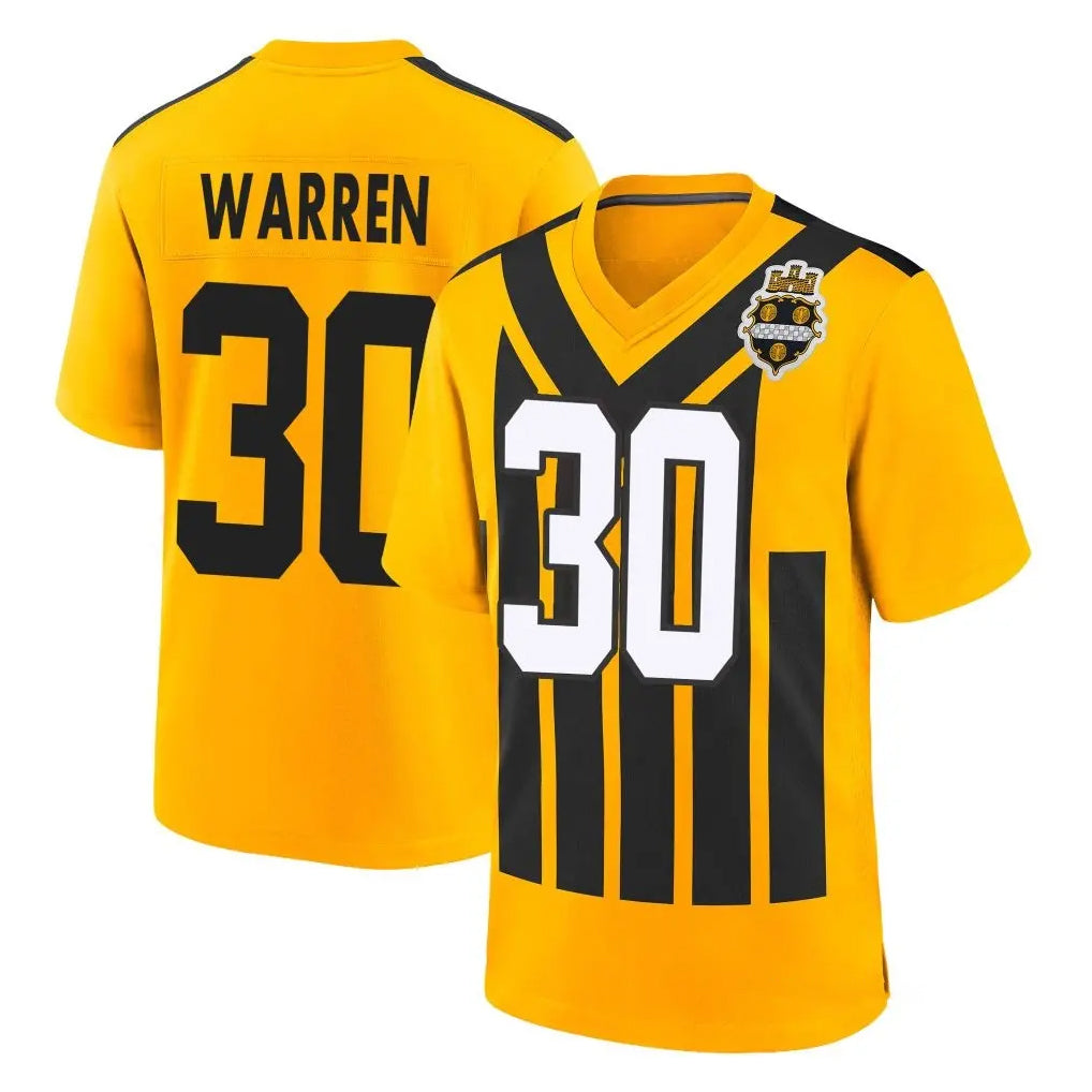 P.Steelers #30 Jaylen Warren Player Gold Limited 1933 Throwback Home Game STECN Stitched Jerseys