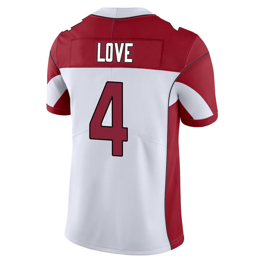 A.Cardinals #4 Jeremiyah Love Player White Vapor Limited Home Game STECN Stitched Jerseys