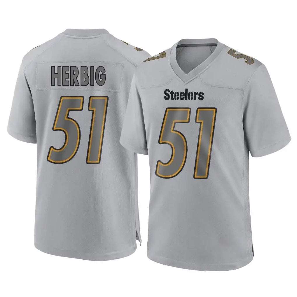 P.Steelers #51 Nick Herbig Player Gray Atmosphere Fashion Home Game STECN Stitched Jerseys