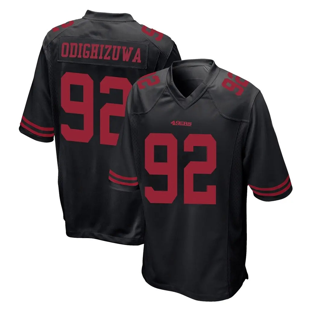 SF.49ers #92 Osa Odighizuwa Player Black Alternate Home Game STECN Stitched Jerseys