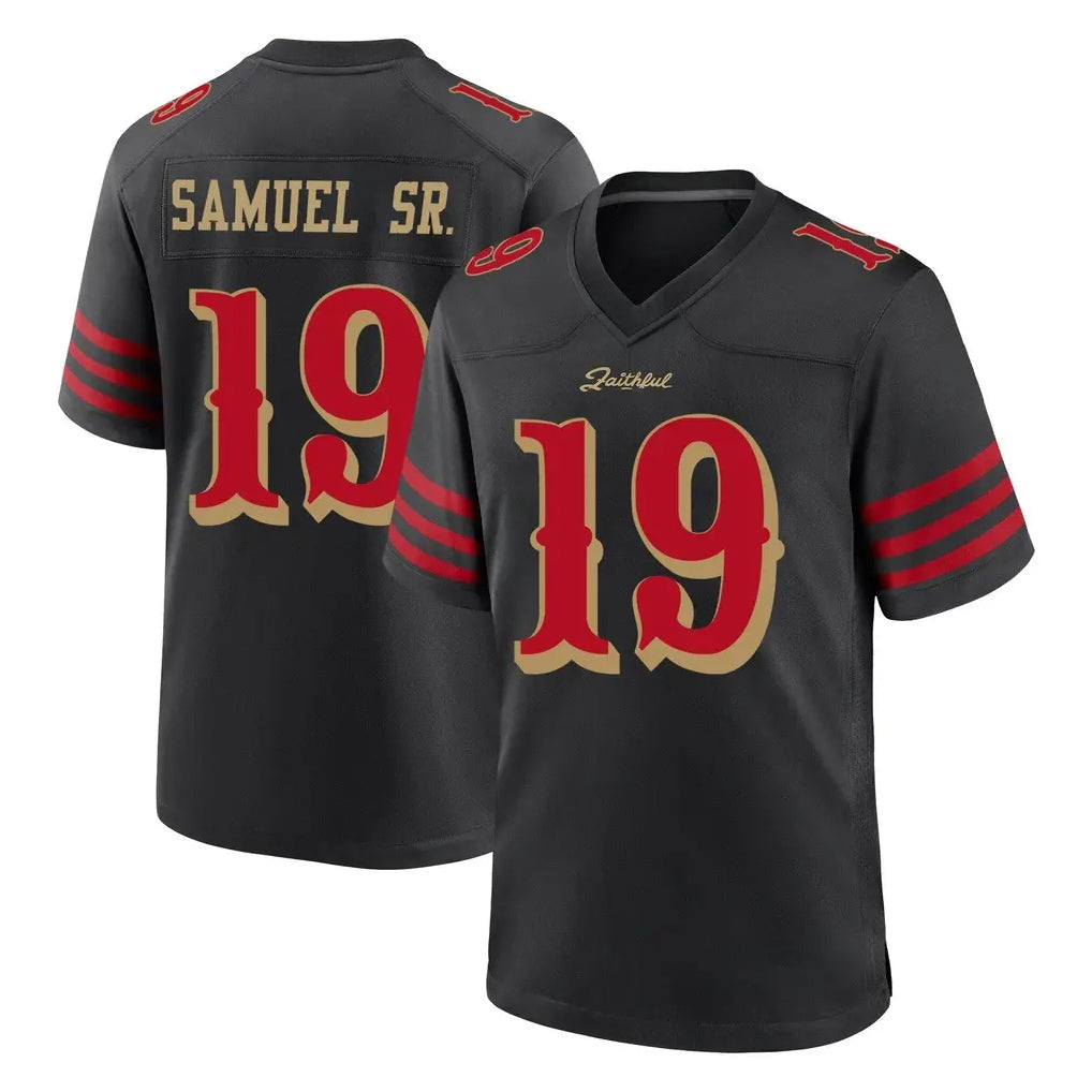 SF.49ers #19 Deebo Samuel Sr. Player Black Rivalries Collection Home Game STECN Stitched Jerseys