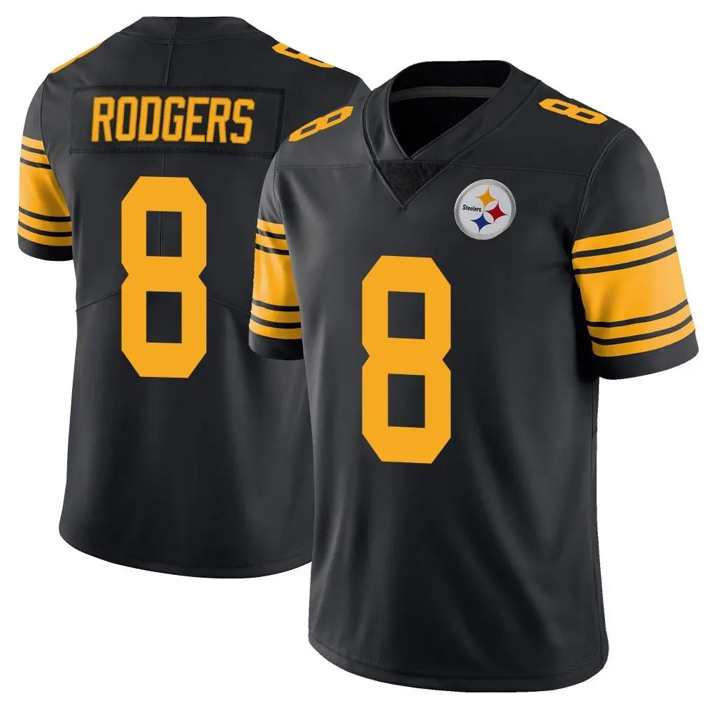 P.Steelers #8 Aaron Rodgers Player Black Limited Color Rush Home Game STECN Stitched Jerseys