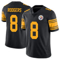 P.Steelers #8 Aaron Rodgers Player Black Limited Color Rush Home Game STECN Stitched Jerseys