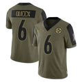 P.Steelers #6 Patrick Queen Player Olive Salute To Service Limited Game STECN Stitched Jerseys