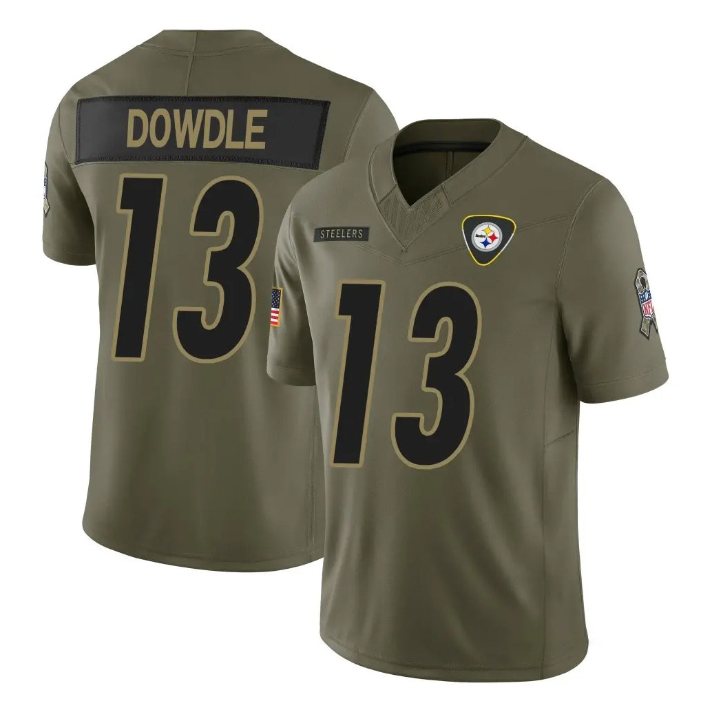 P.Steelers #13 Rico Dowdle Player Olive 2025 Salute To Service Limited Home Game STECN Stitched Jerseys