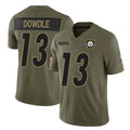 P.Steelers #13 Rico Dowdle Player Olive 2025 Salute To Service Limited Home Game STECN Stitched Jerseys
