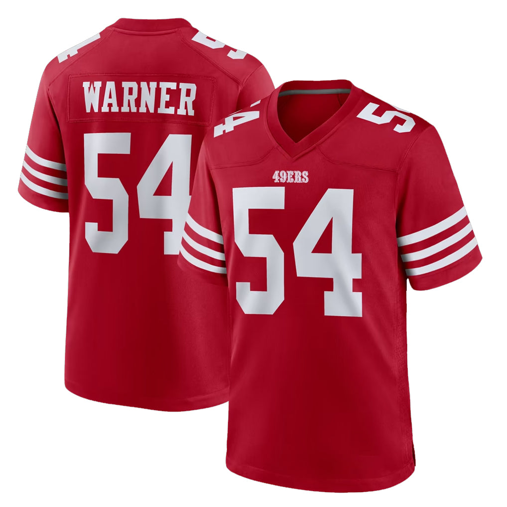 SF.49ers #54 Fred Warner Player Red Game Home STECN Stitched Jerseys