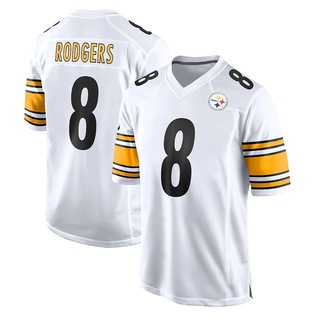 P.Steelers #8 Aaron Rodgers Player White Home Game STECN Stitched Jerseys