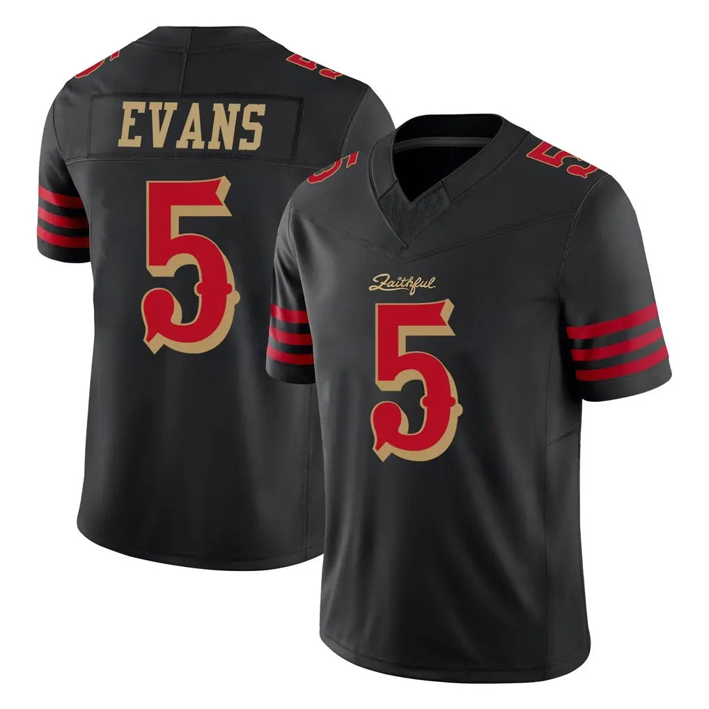SF.49ers #5 Mike Evans Player Black Limited Rivalries Collection Home Game STECN Stitched Jerseys