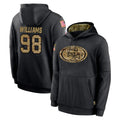 SF.49ers #98 Mykel Williams Player Black Salute to Service Sideline Performance Pullover Hoodies Home Game STECN Stitched Jerseys