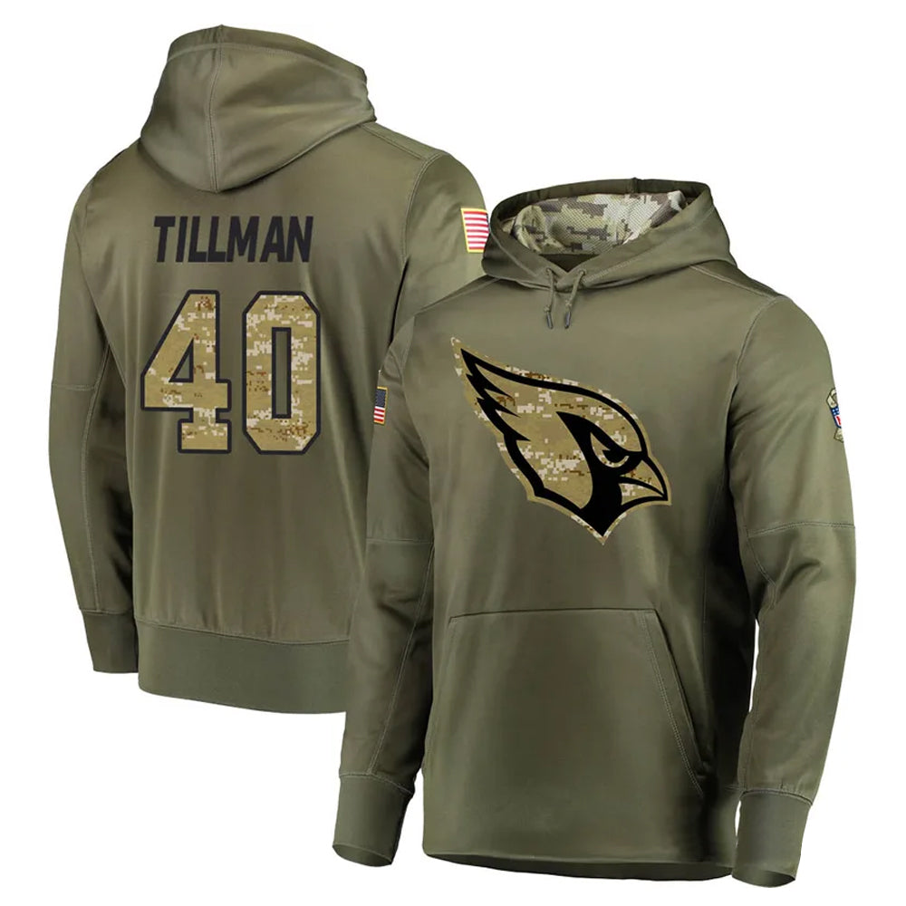 A.Cardinals #40 Pat Tillman Player Olive Salute to Service Limited Hoodie STECN Stitched Jerseys
