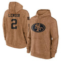 SF.49ers #2 Deommodore Lenoir Player Brown Limited Salute to Service Pullover Hoodies Game STECN Stitched Jerseys