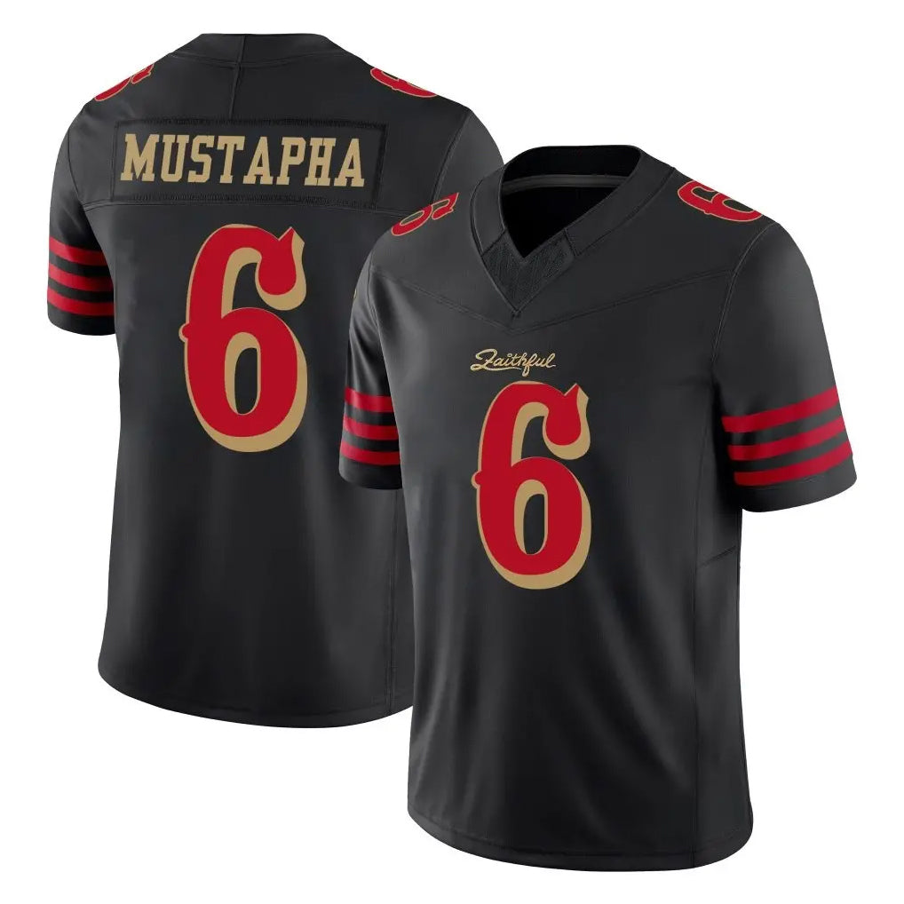 SF.49ers #6 Malik Mustapha Player Black Limited Rivalries Collection Home Game STECN Stitched Jerseys