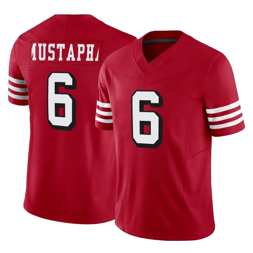 SF.49ers #6 Malik Mustapha Player Red Limited Alternate Vapor F.U.S.E. Home Game STECN Stitched Jerseys