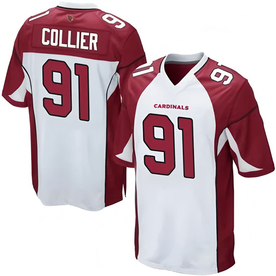 A.Cardinals #91 L.J. Collier Player White Game STECN Stitched Jerseys