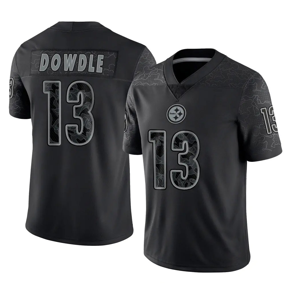 P.Steelers #13 Rico Dowdle Player Black Reflective Limited Home Game STECN Stitched Jerseys