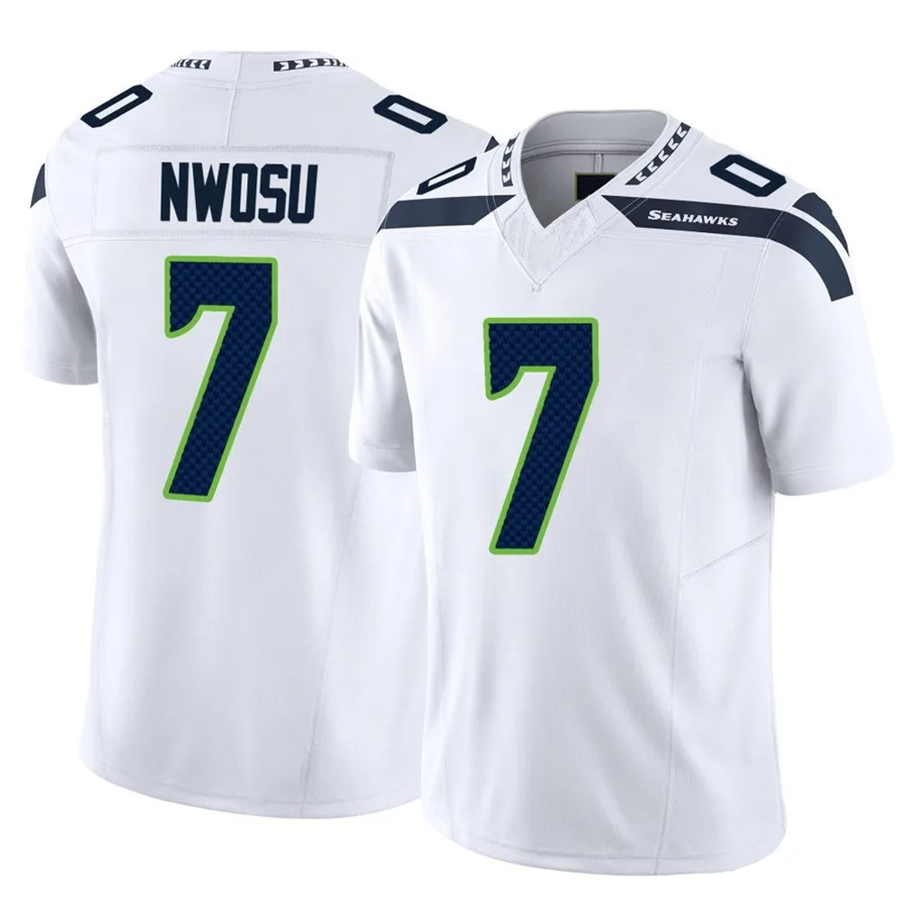 S.Seahawks #7 Uchenna Nwosu Player White Limited Vapor F.U.S.E. Home Game STECN Stitched Jerseys