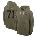 SF.49ers #71 Trent Williams Player Olive Salute to Service Pullover Hoodies Limited STECN Stitched Jerseys