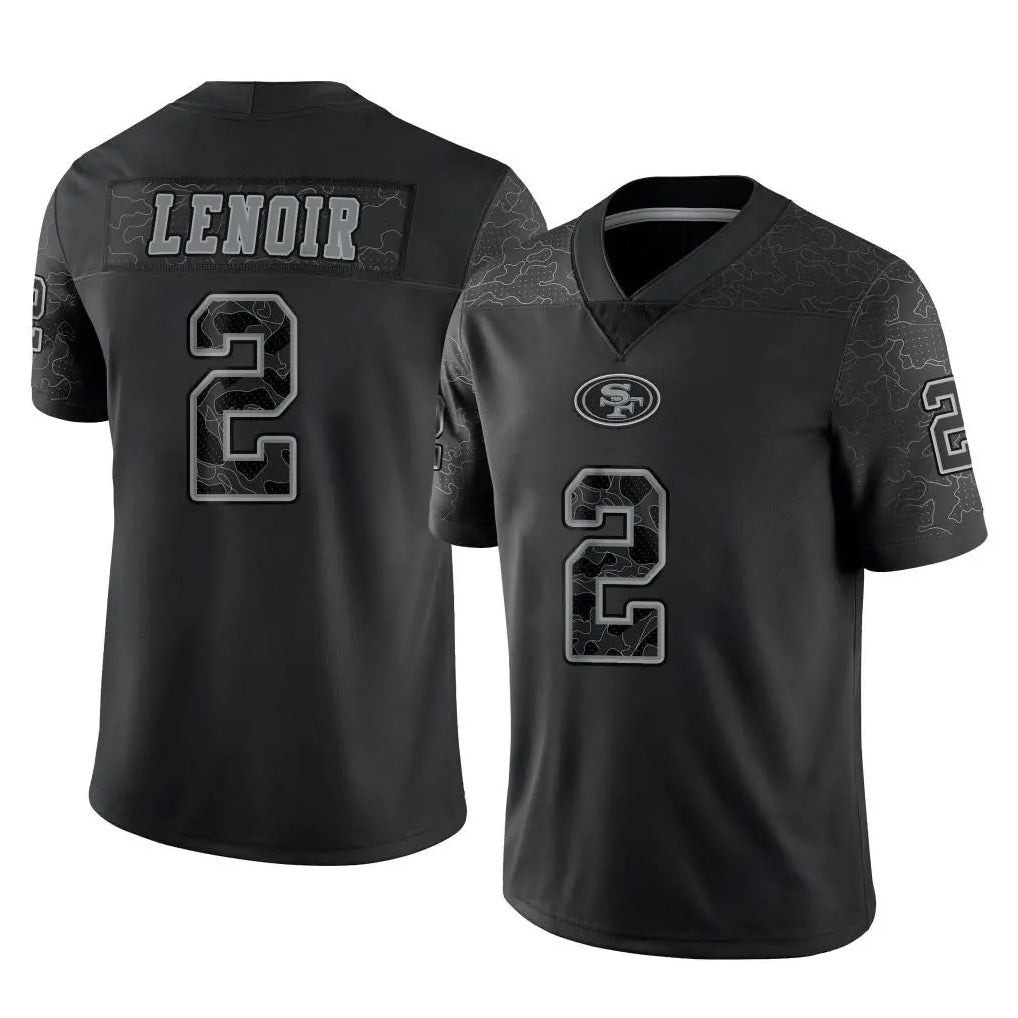SF.49ers #2 Deommodore Lenoir Player Black Limited Reflective Home Game STECN Stitched Jerseys