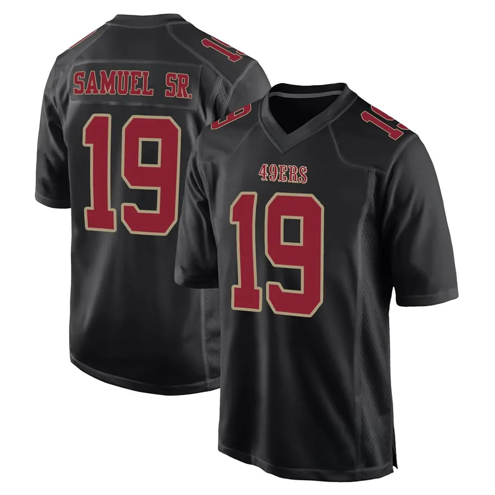SF.49ers #19 Deebo Samuel Sr. Player Black Fashion Home Game STECN Stitched Jerseys