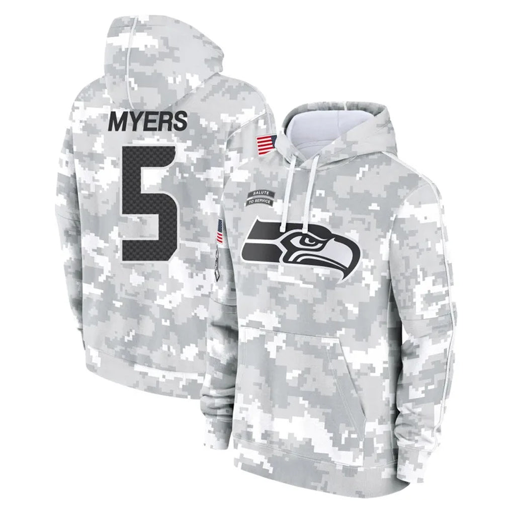 S.Seahawks #5 Jason Myers Player Arctic Camo Limited Salute to Service Pullover Hoodies Game STECN Stitched Jerseys