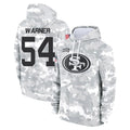 SF.49ers #54 Fred Warner Player Arctic Camo Limited Salute to Service Pullover Hoodies Game STECN Stitched Jerseys