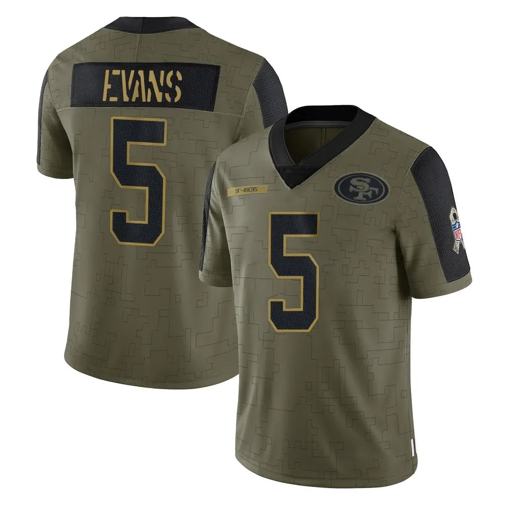 SF.49ers #5 Mike Evans Player Olive Salute To Service Limited Game STECN Stitched Jerseys