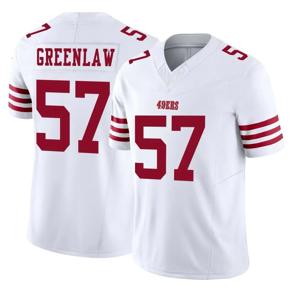 SF.49ers #57 Dre Greenlaw Player White Limited Vapor F.U.S.E. Home Game STECN Stitched Jerseys