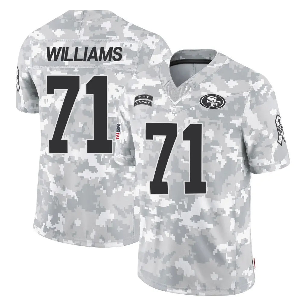 SF.49ers #71 Trent Williams Player Arctic Camo Limited Salute To Service Home Game STECN Stitched Jerseys