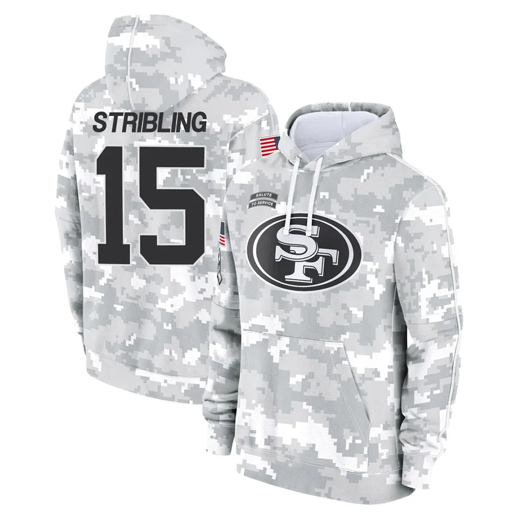 SF.49ers #15 De'Zhaun Stribling Player Arctic Camo Limited Salute to Service Pullover Hoodies Game STECN Stitched Jerseys