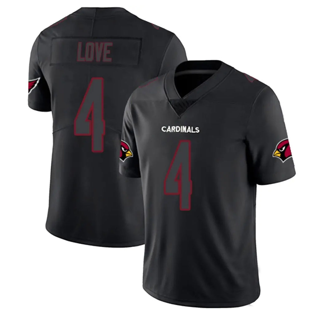 A.Cardinals #4 Jeremiyah Love Player Black Impact Limited Home Game STECN Stitched Jerseys