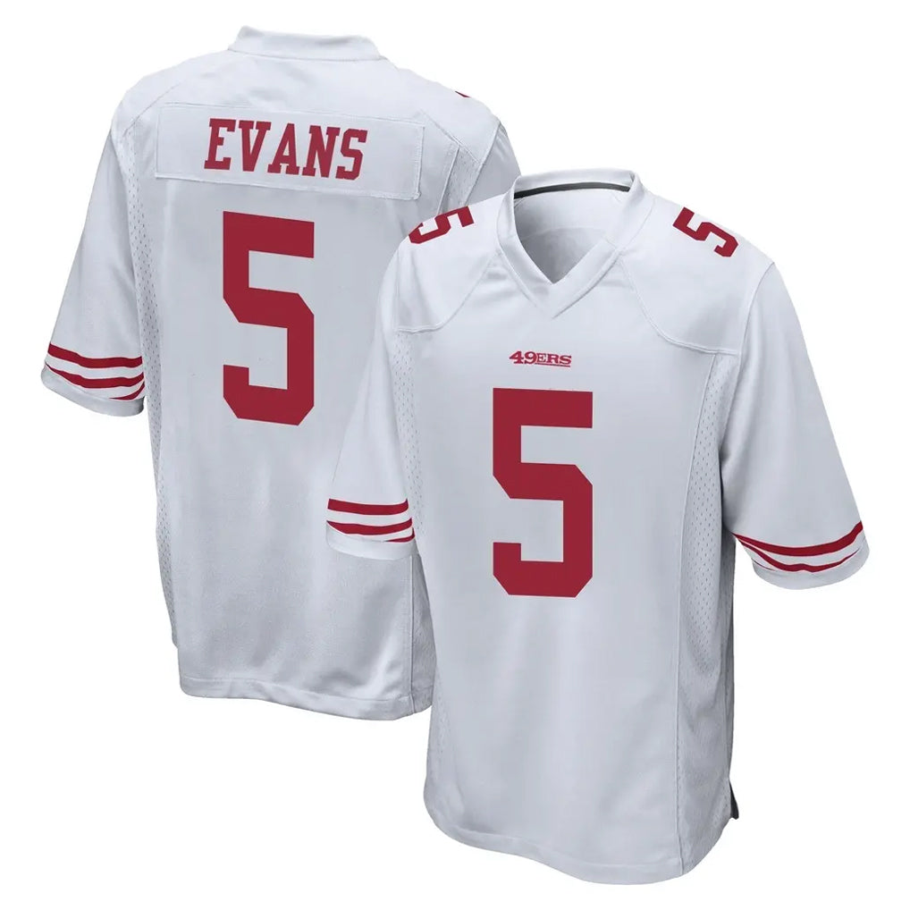 SF.49ers #5 Mike Evans Player White Home Game STECN Stitched Jerseys