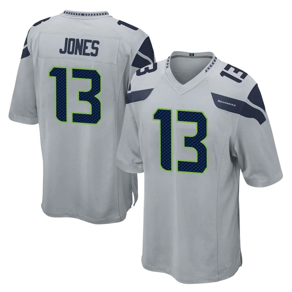 S.Seahawks #13 Ernest Jones IV Player Gray Home Game STECN Stitched Jerseys