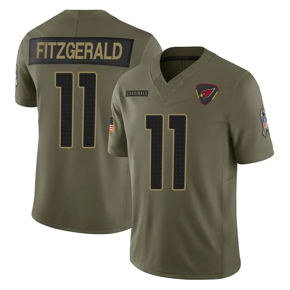 A.Cardinals #11 Larry Fitzgerald Player Olive Salute To Service Limited Home Game STECN Stitched Jerseys