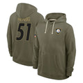 P.Steelers #51 Nick Herbig Player Olive Salute to Service Pullover Hoodies Limited STECN Stitched Jerseys