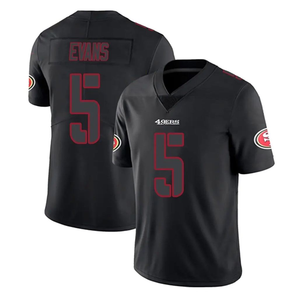 SF.49ers #5 Mike Evans Player Black Impact Limited Home Game STECN Stitched Jerseys