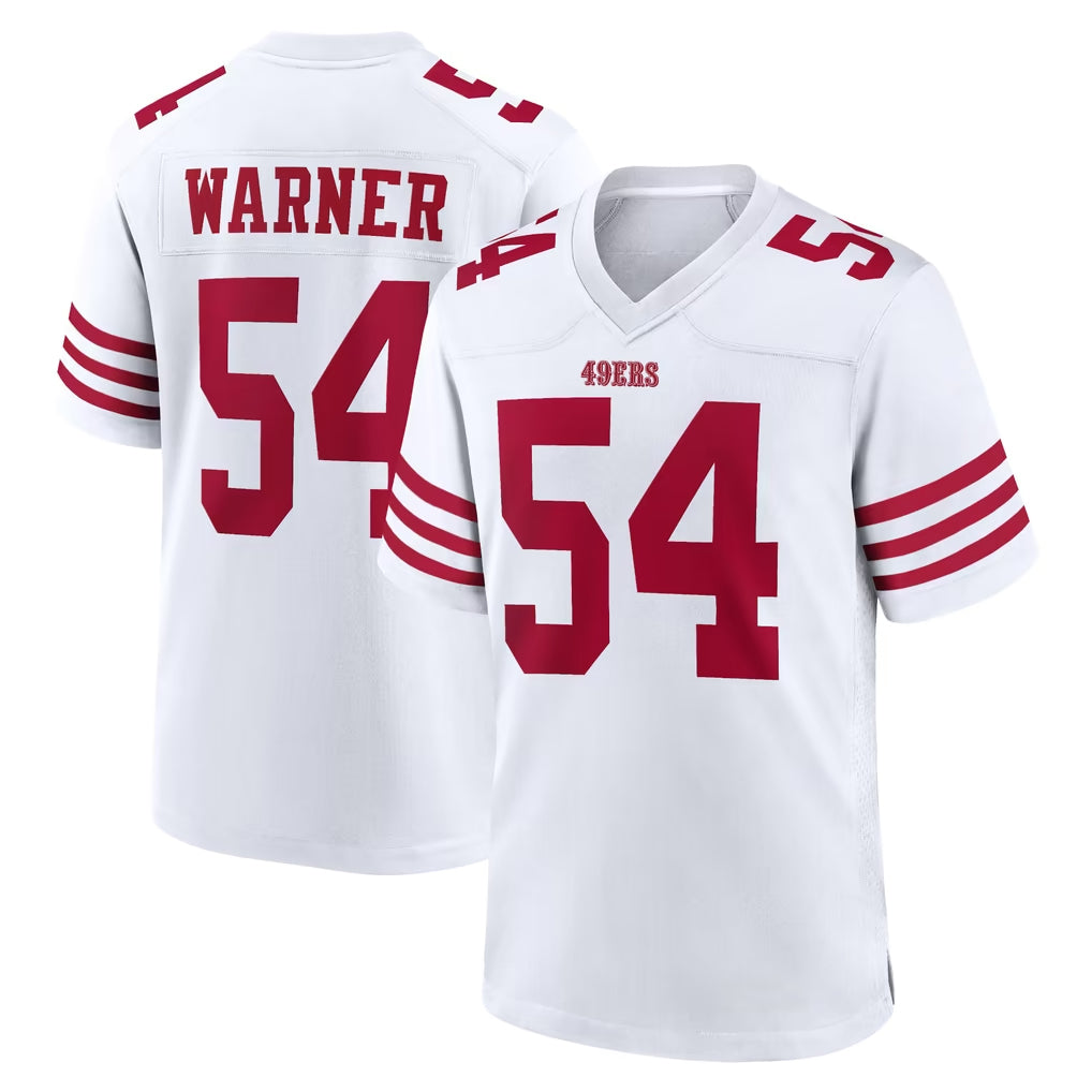 SF.49ers #54 Fred Warner Player White Game Home STECN Stitched Jerseys